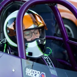 Brandi Peter is an Outlaw Figure 8 driver with Polk Racing.